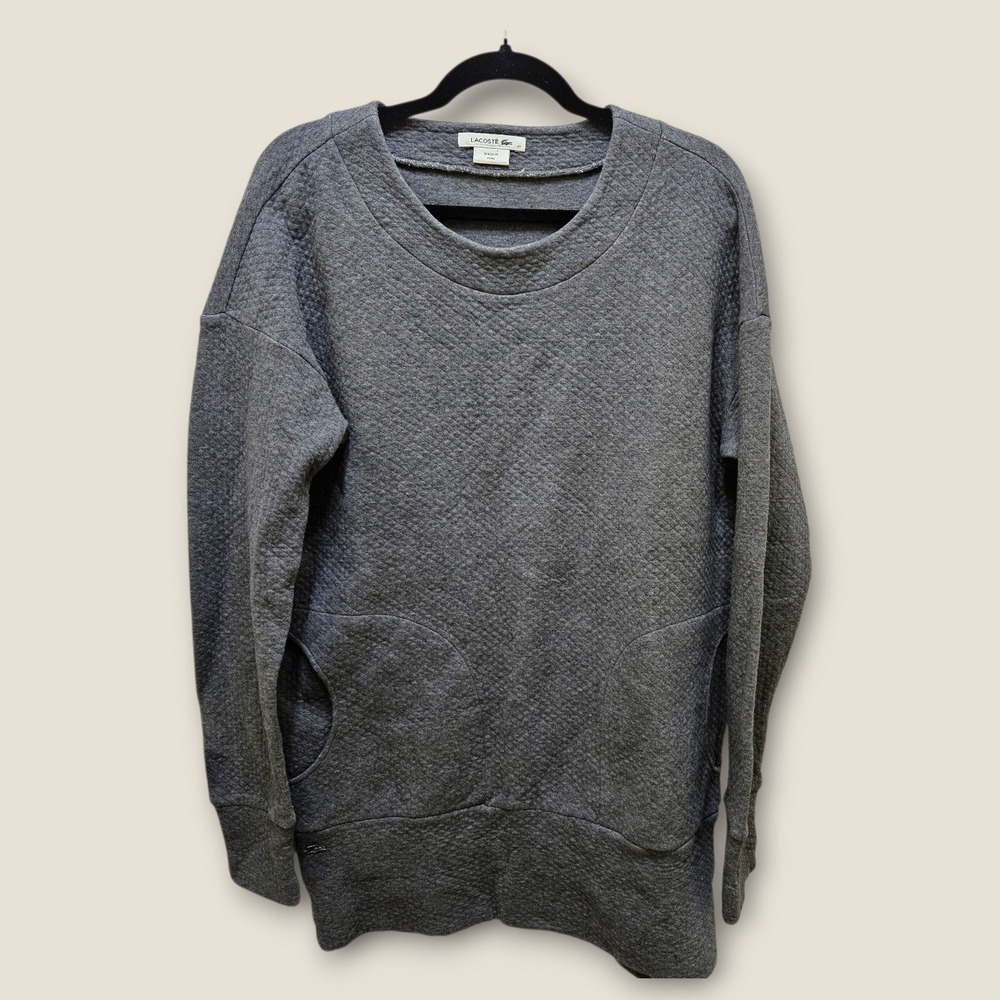 Lacoste Quilted Gray Sweatshirt Women's EU sz 40 (US Medium) Long Sleeve Pockets